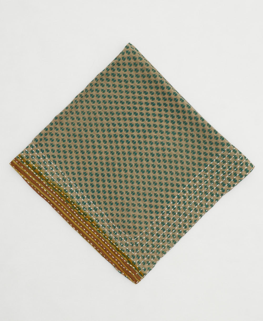 one-of-a-kind cotton bandana with embroidered edges handmade in India