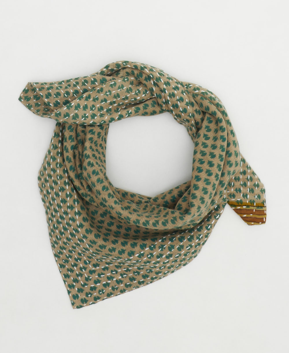 cotton bandana scarf handmade in India from upcycled vintage cotton saris