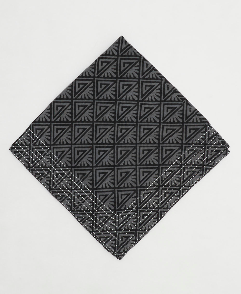 one-of-a-kind cotton bandana with embroidered edges handmade in India