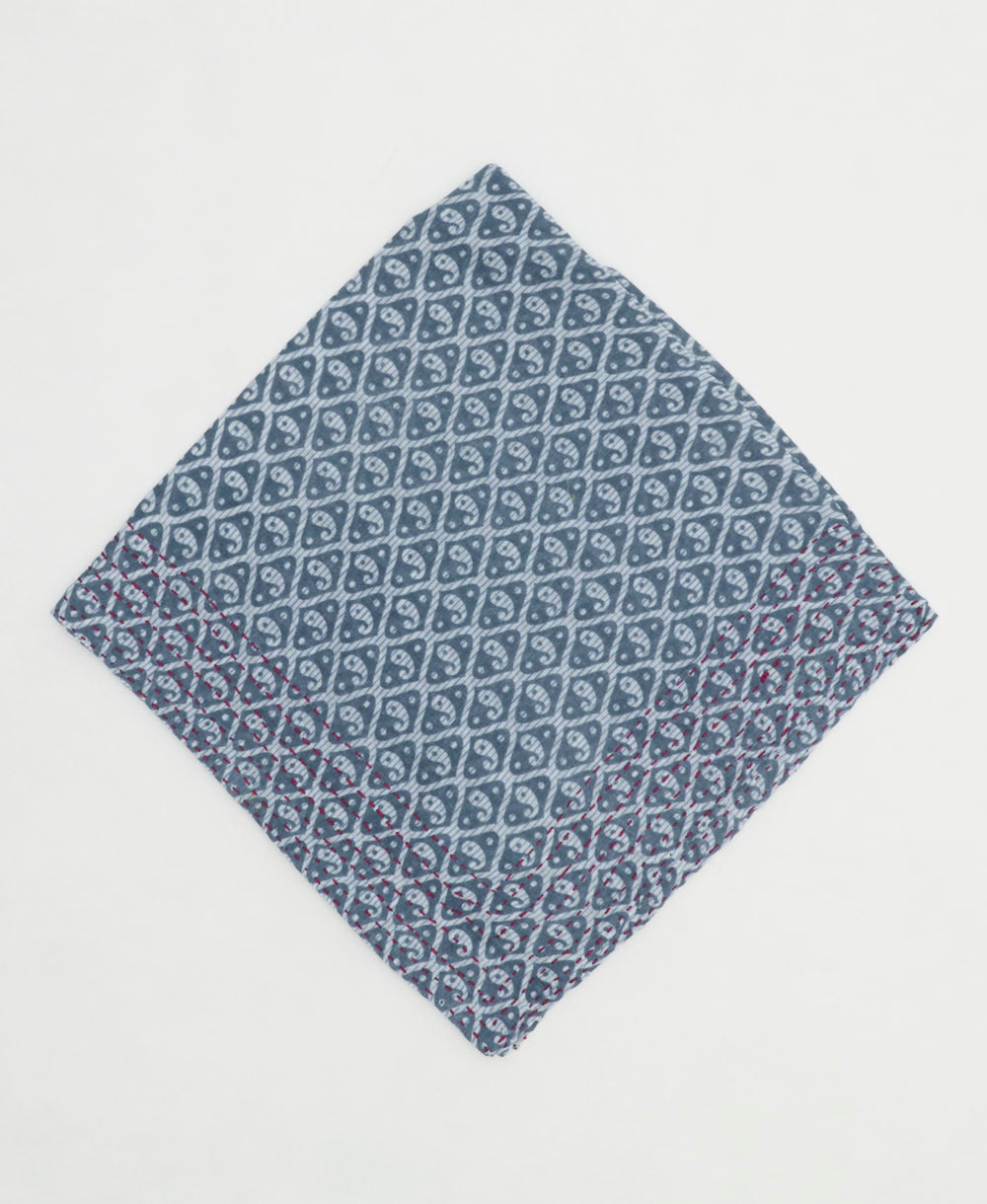 one-of-a-kind cotton bandana with embroidered edges handmade in India