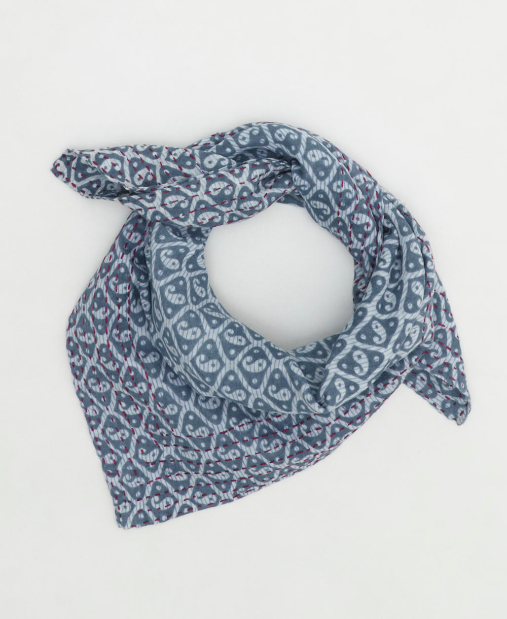 cotton bandana scarf handmade in India from upcycled vintage cotton saris