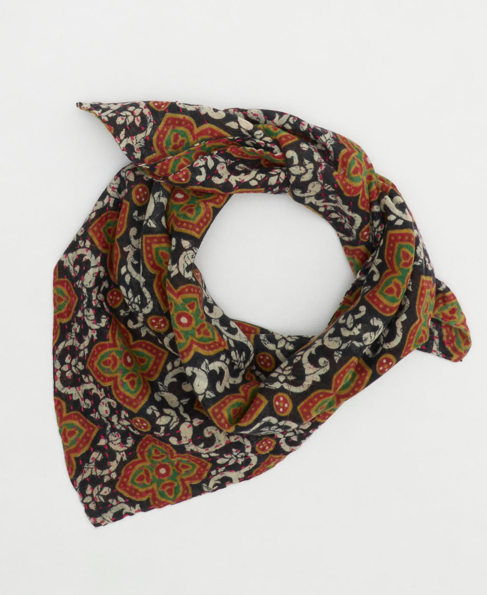 cotton bandana scarf handmade in India from upcycled vintage cotton saris