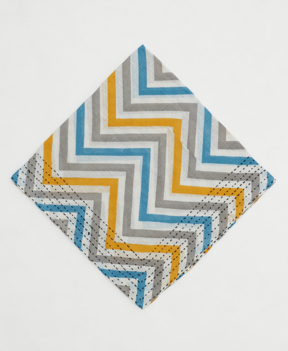 one-of-a-kind cotton bandana with embroidered edges handmade in India