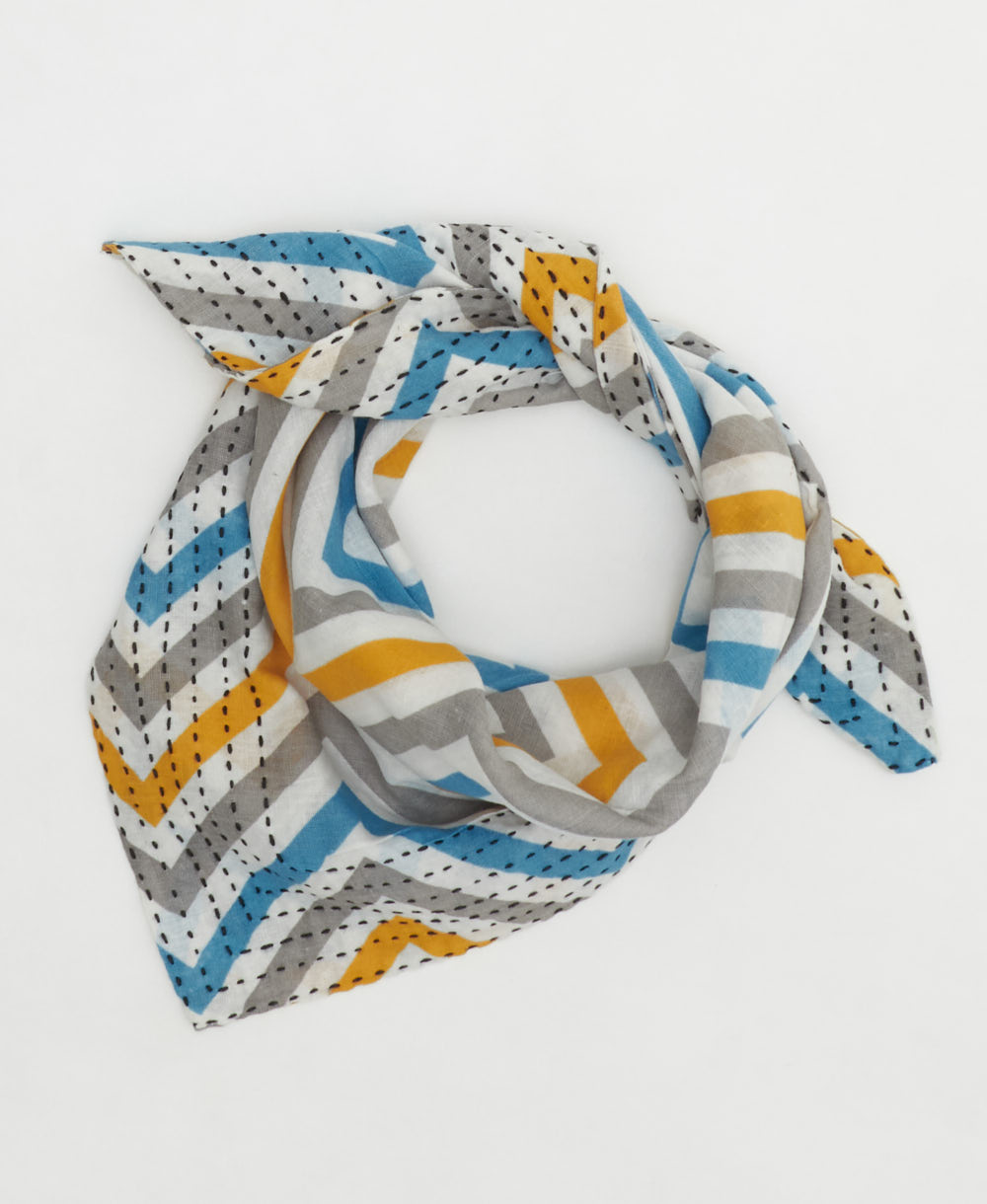 cotton bandana scarf handmade in India from upcycled vintage cotton saris