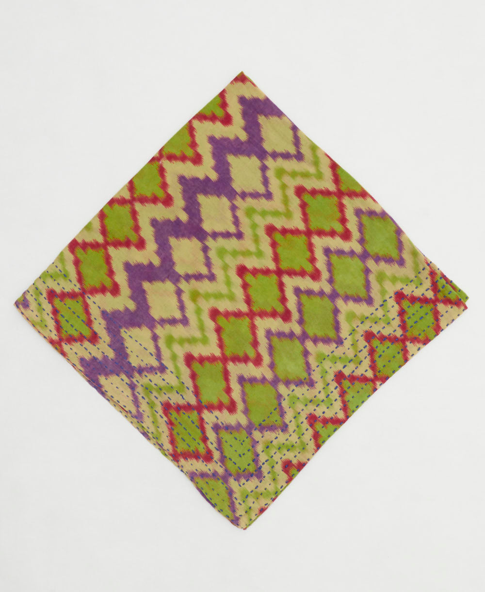 one-of-a-kind cotton bandana with embroidered edges handmade in India