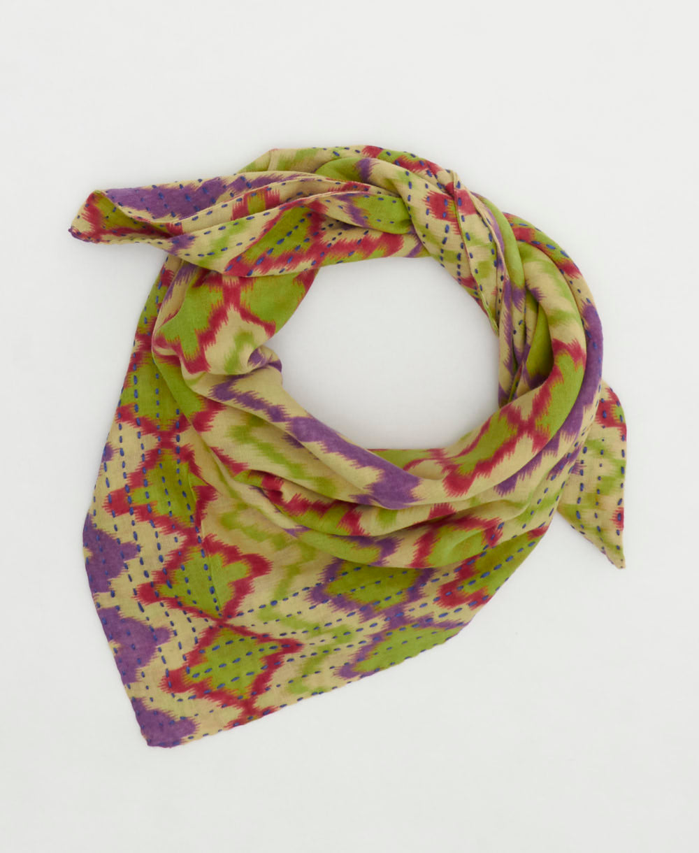 cotton bandana scarf handmade in India from upcycled vintage cotton saris