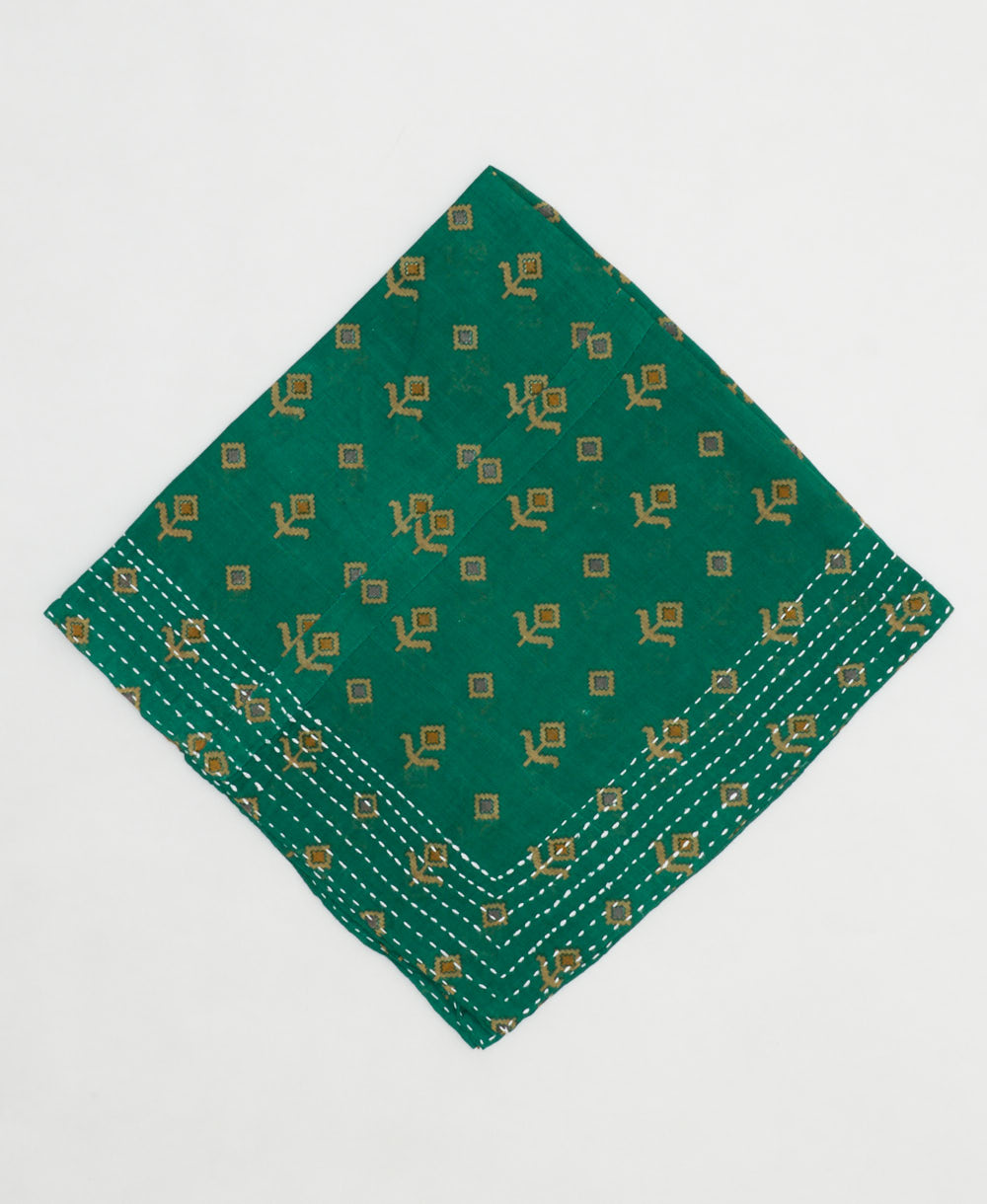 one-of-a-kind cotton bandana with embroidered edges handmade in India