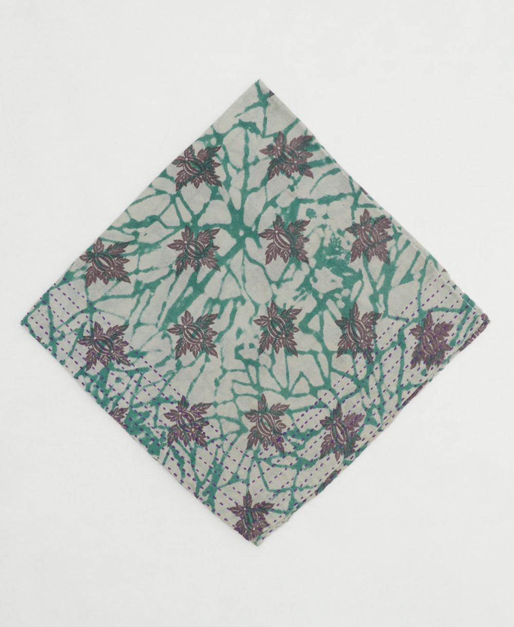 one-of-a-kind cotton bandana with embroidered edges handmade in India