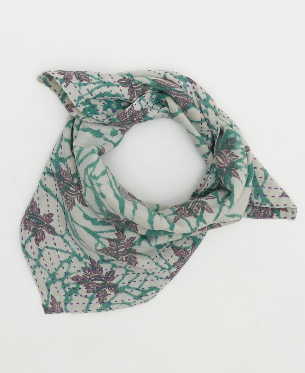 cotton bandana scarf handmade in India from upcycled vintage cotton saris