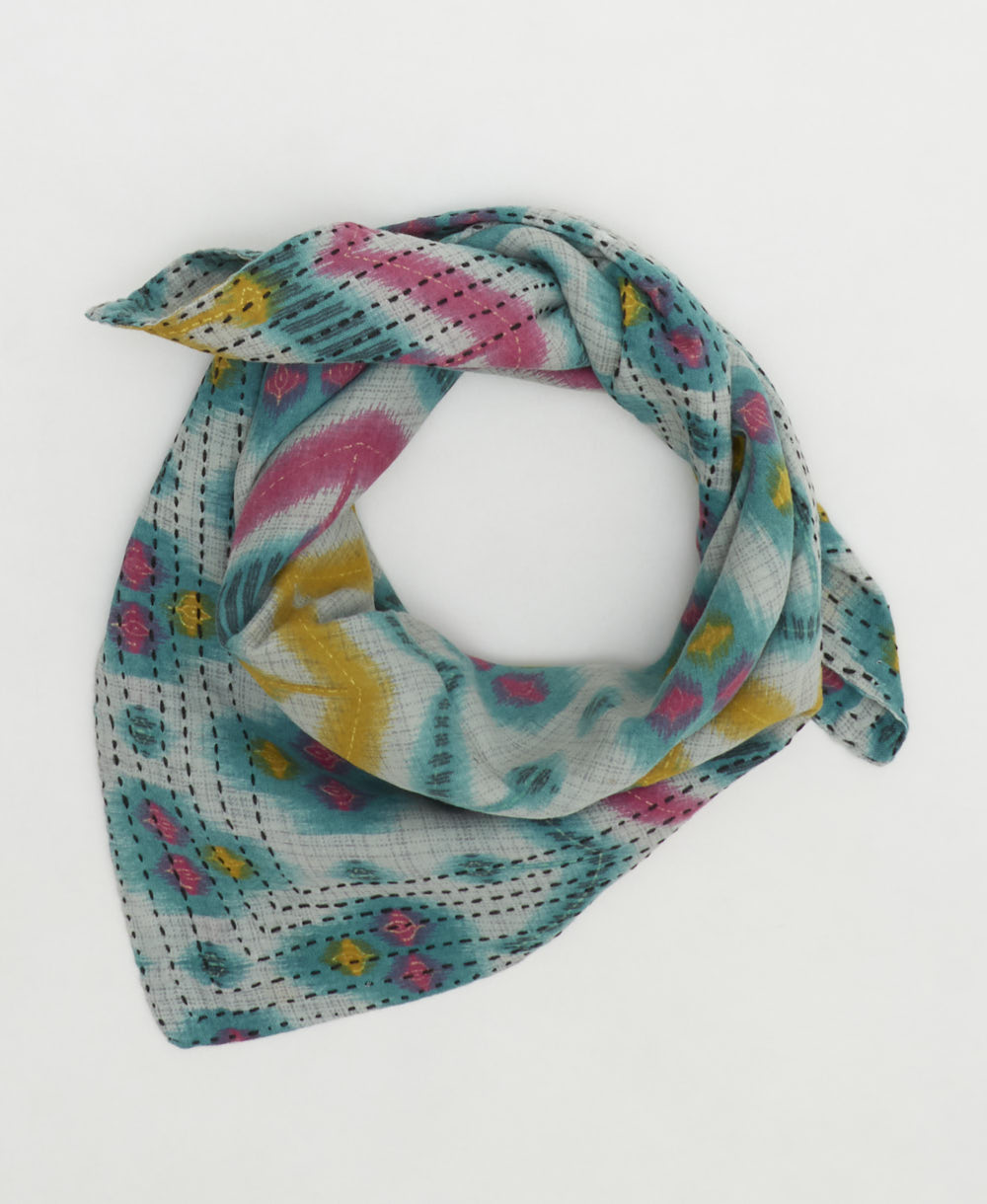 cotton bandana scarf handmade in India from upcycled vintage cotton saris