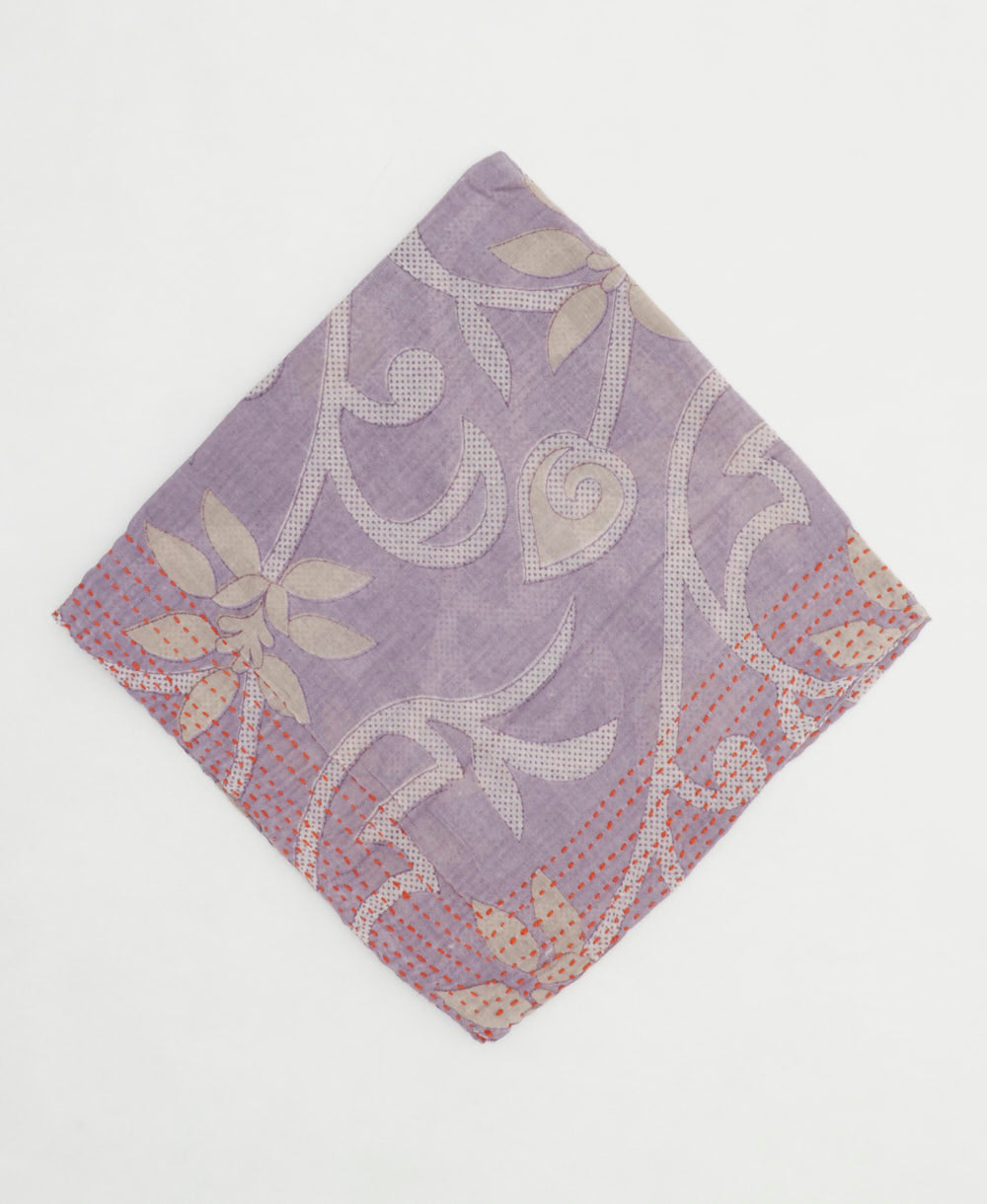one-of-a-kind cotton bandana with embroidered edges handmade in India