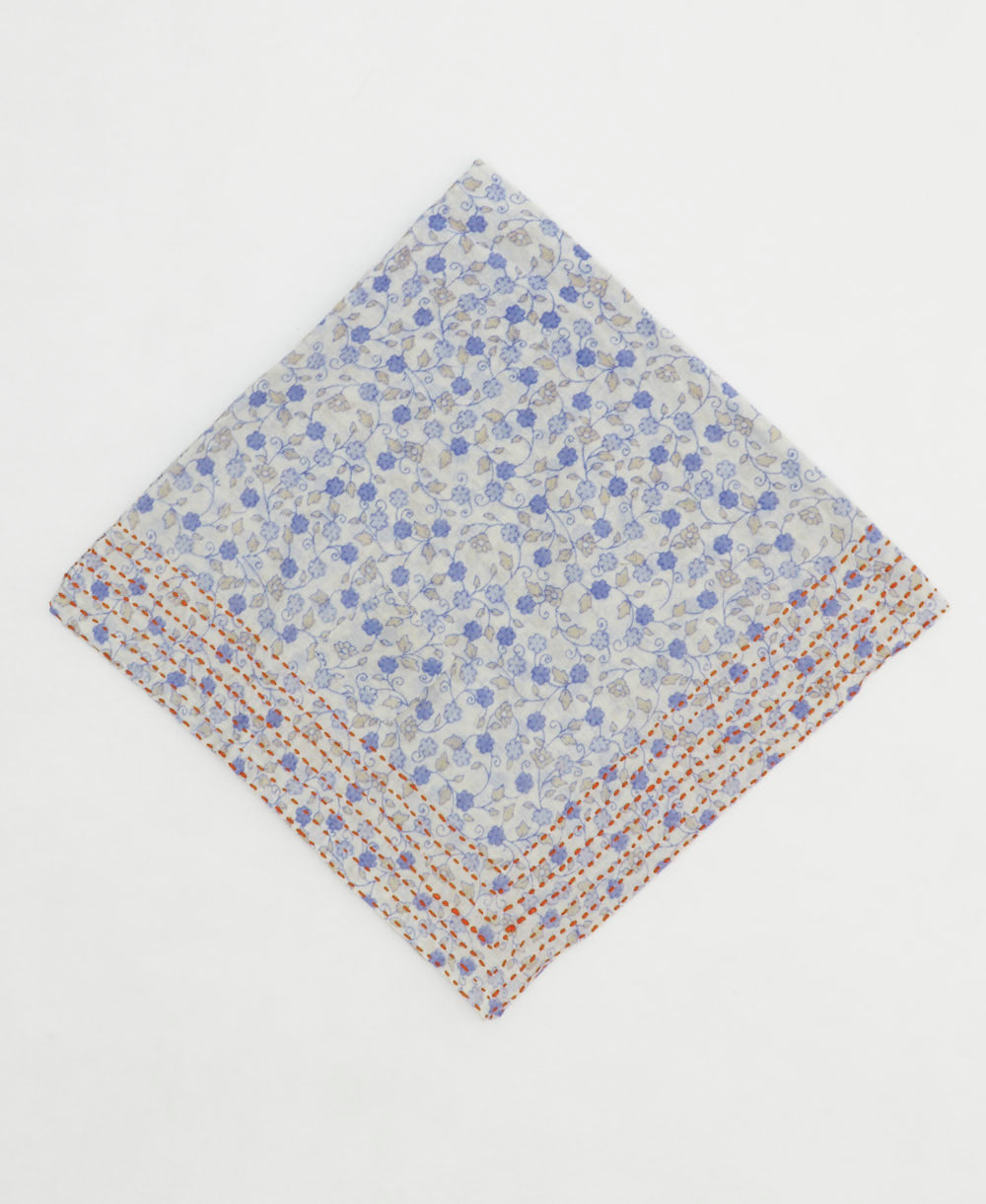 one-of-a-kind cotton bandana with embroidered edges handmade in India