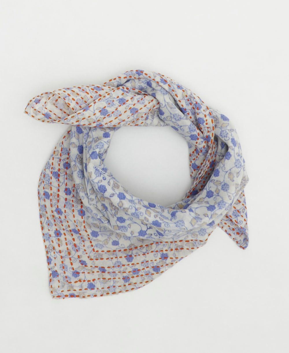 cotton bandana scarf handmade in India from upcycled vintage cotton saris