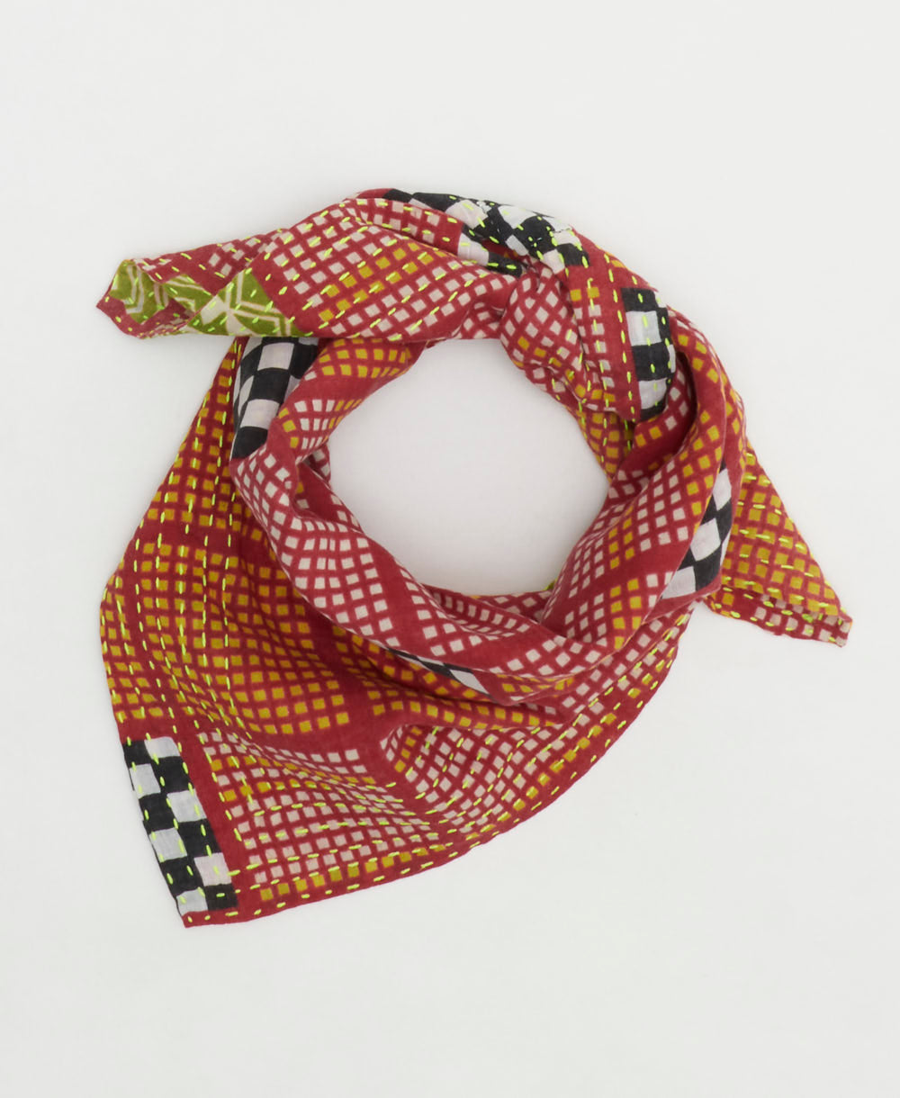 cotton bandana scarf handmade in India from upcycled vintage cotton saris