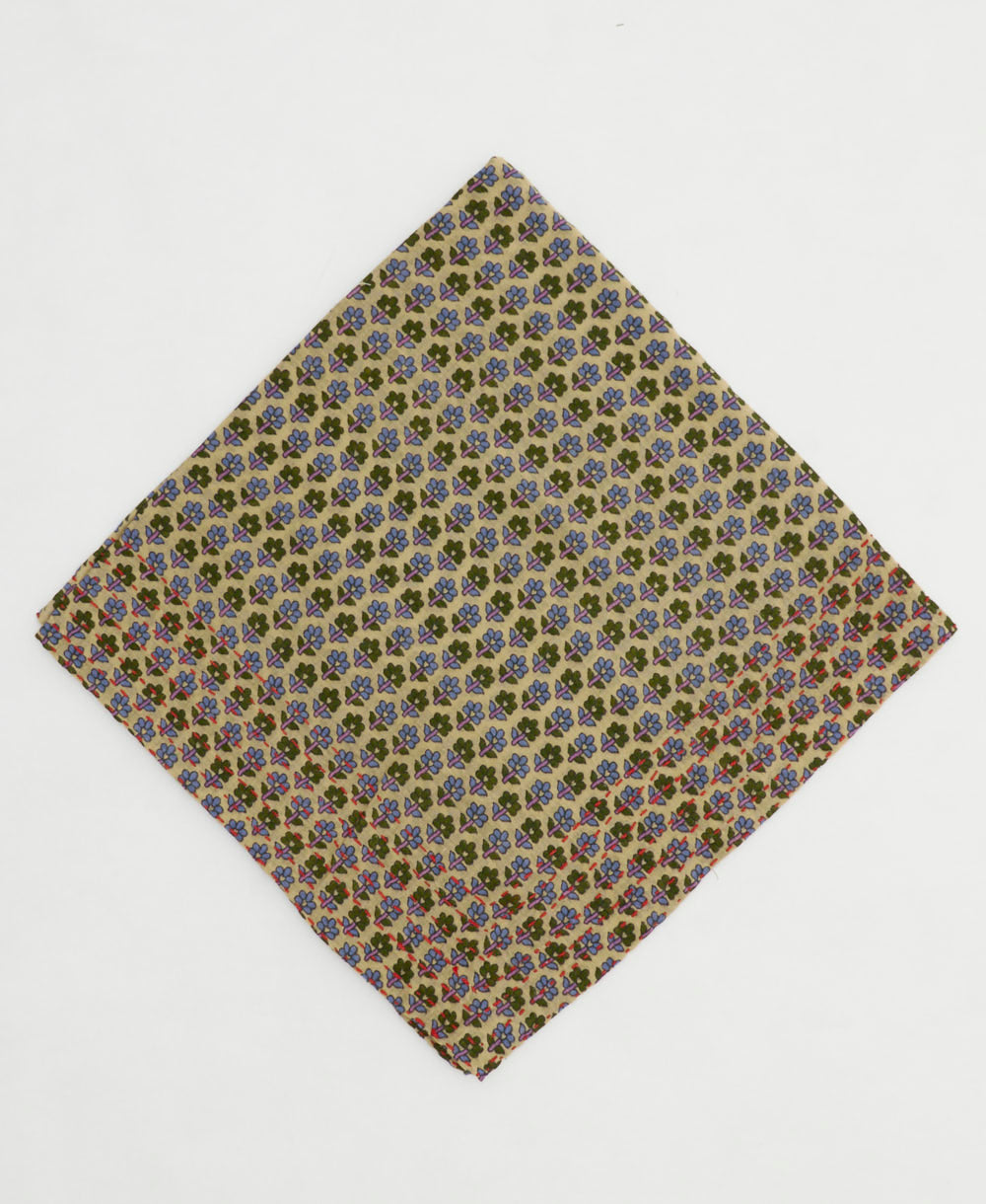 one-of-a-kind cotton bandana with embroidered edges handmade in India