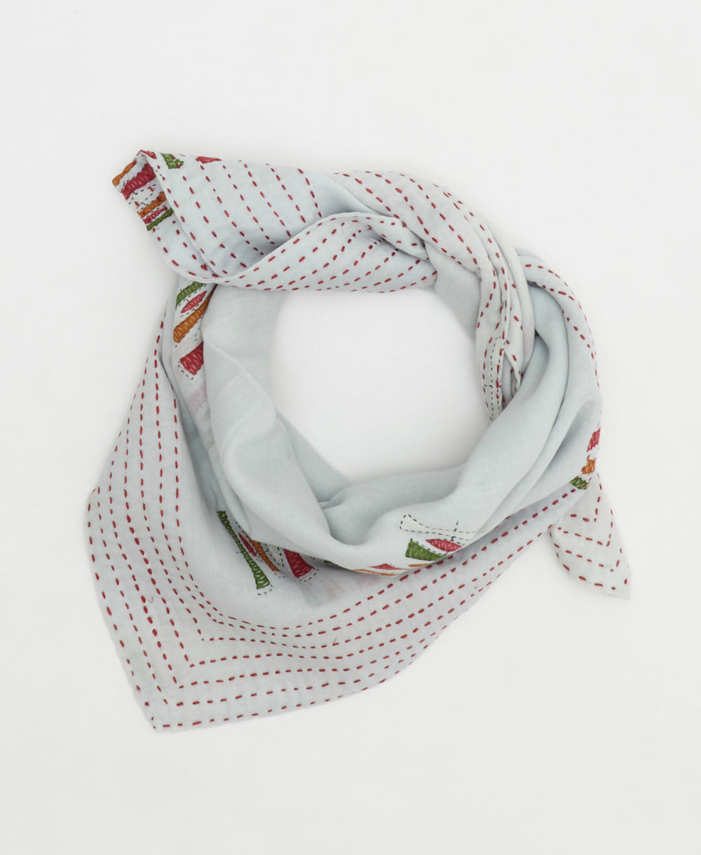 cotton bandana scarf handmade in India from upcycled vintage cotton saris
