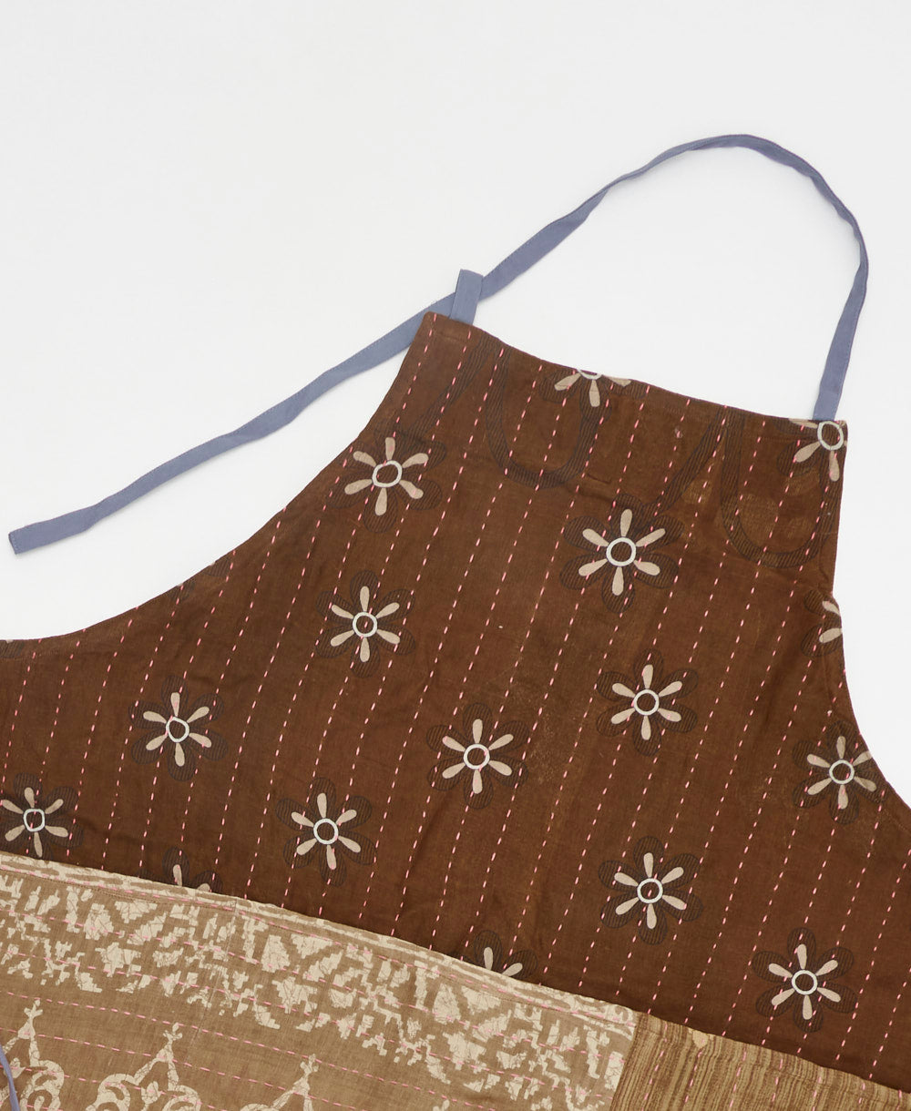 one-of-a-kind neutral paisley adjustable apron made using vintage saris