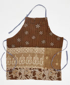 one-of-a-kind brown floral adjustable apron made using vintage saris 