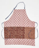 Handmade pink and burgundy stamp adjustable bib apron featuring kantha stitching