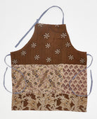 Handmade neutral paisley adjustable bib apron featuring kantha stitching