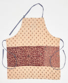 Handmade muted abstract print adjustable bib apron featuring kantha stitching