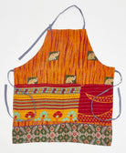 Handmade bold traditional adjustable bib apron featuring kantha stitching