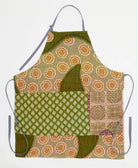 olive & pumpkin circle kitchen apron made from upcycled cotton saris in India