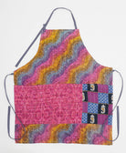 pink rainbow wavy kitchen apron made from upcycled cotton saris in India