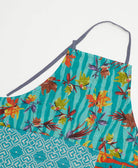 full bib apron in striped floral leaf print made from unique vintage saris