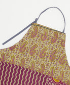 ethically made cotton apron with adjustable ties made from upcycled vintage cotton in India