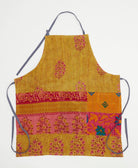 cotton bib apron with pockets & adjustable neck & waist ties handmade in India