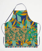 colorful adjustable apron handmade from vintage cotton fabrics with neck & waist ties