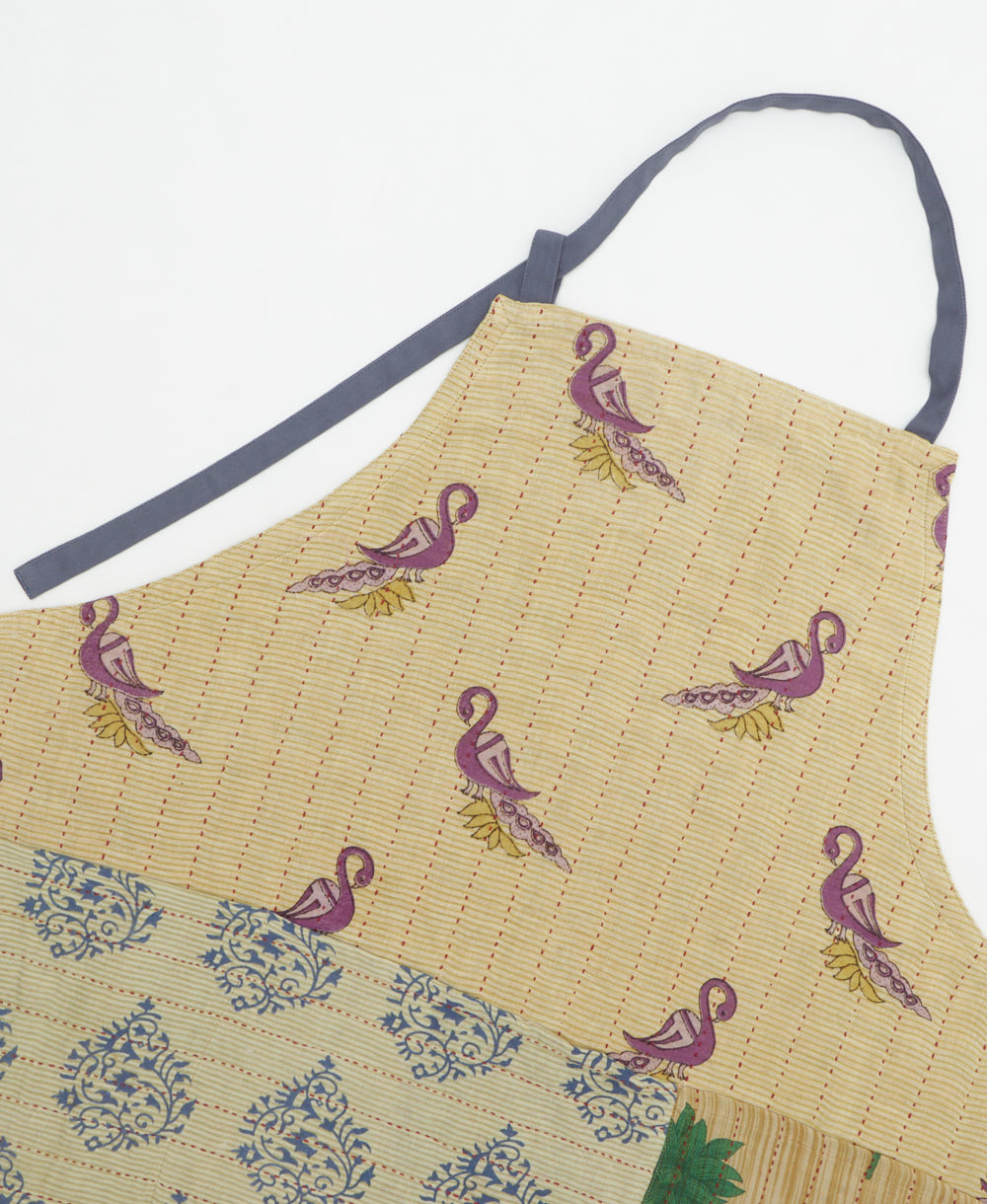 kitchen cotton apron handmade in India from upcycled vintage cotton saris