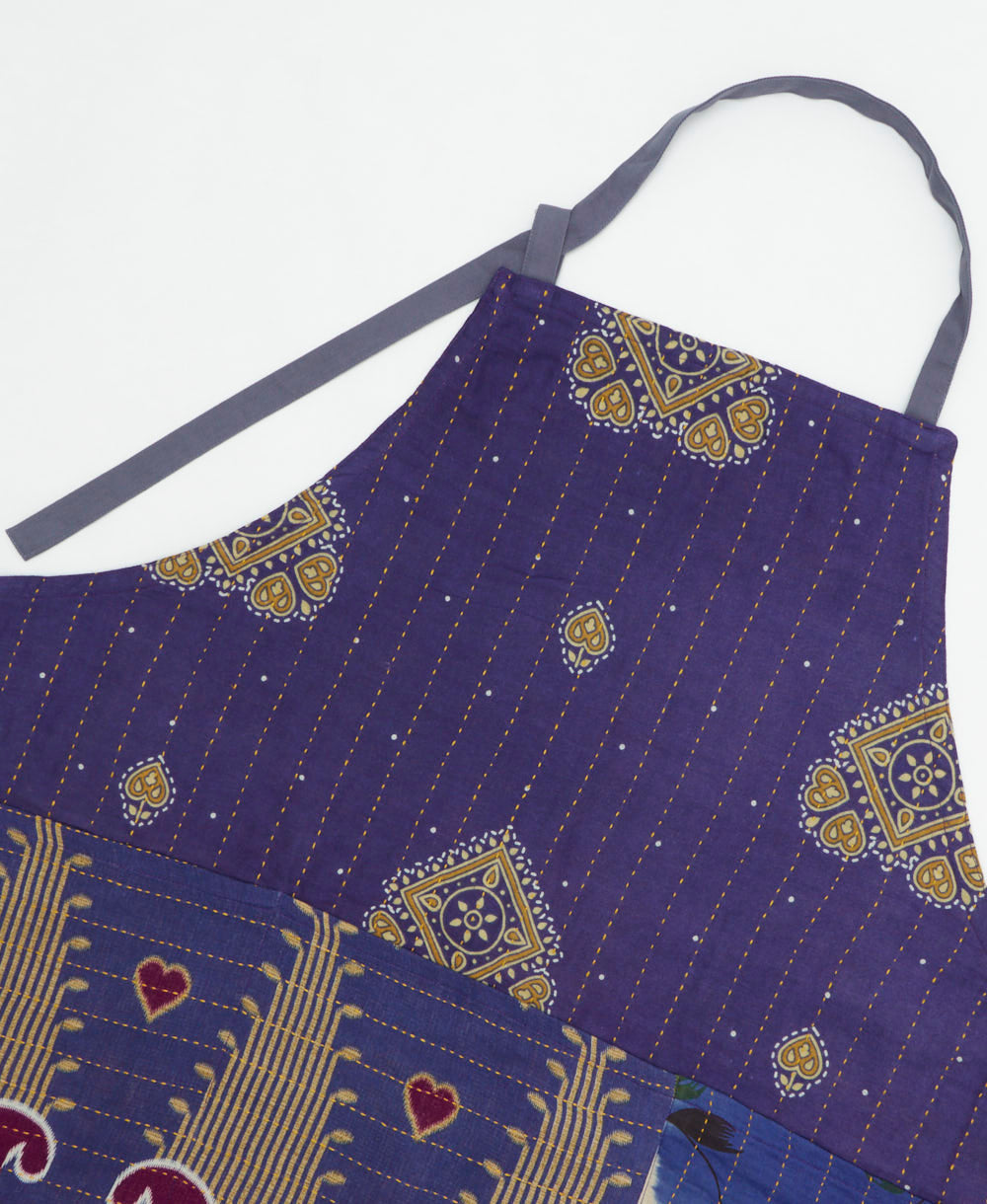 kitchen cotton apron handmade in India from upcycled vintage cotton saris