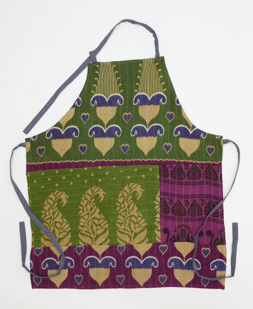 Kantha Bib Apron - No. 250627 | Adjustable Aprons – Anchal Project