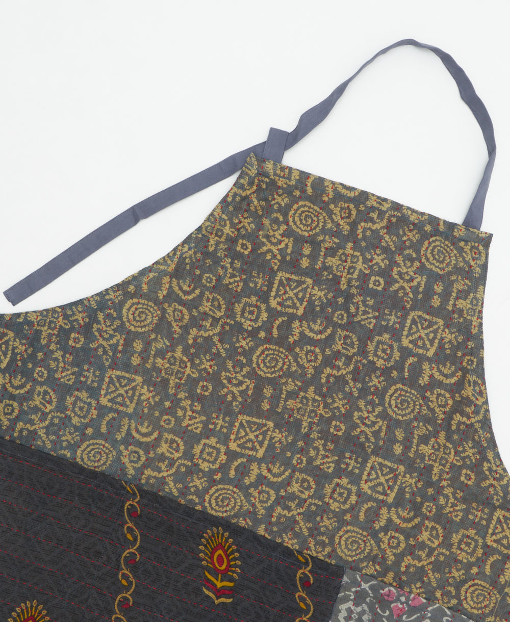 kitchen cotton apron handmade in India from upcycled vintage cotton saris