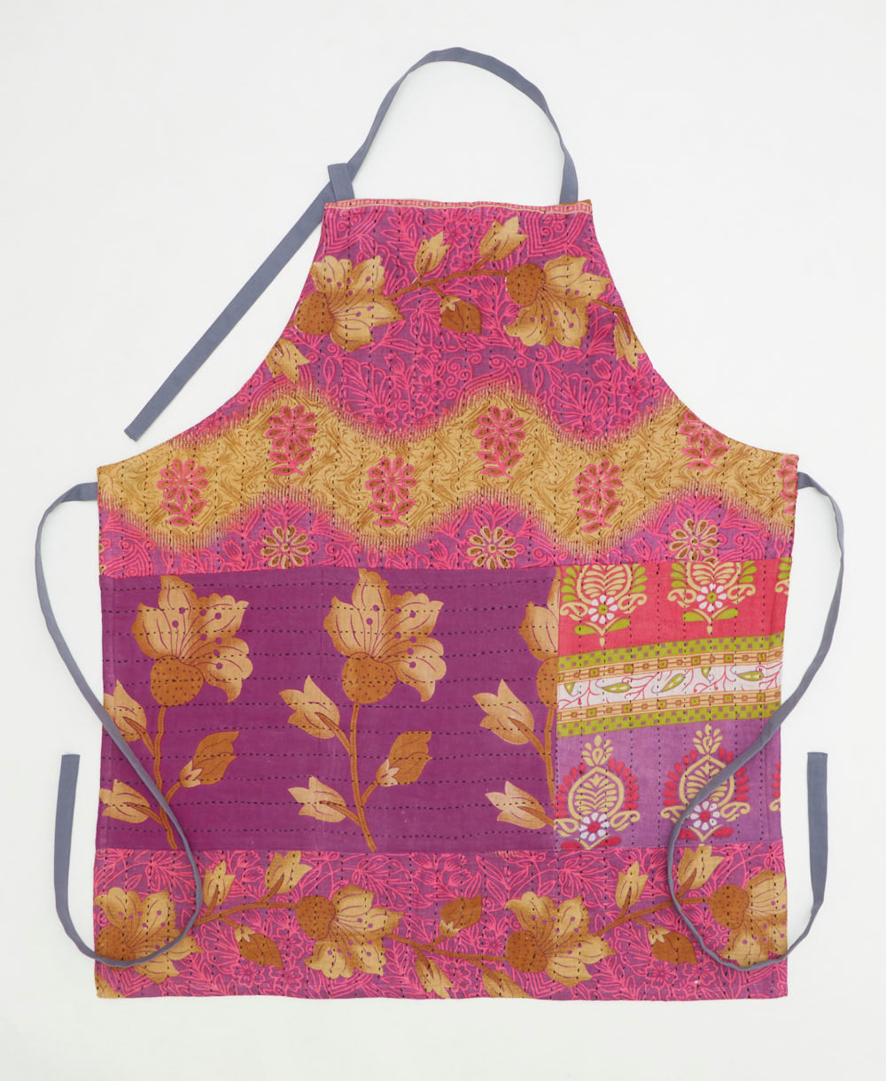 bib apron made from vintage cotton saris