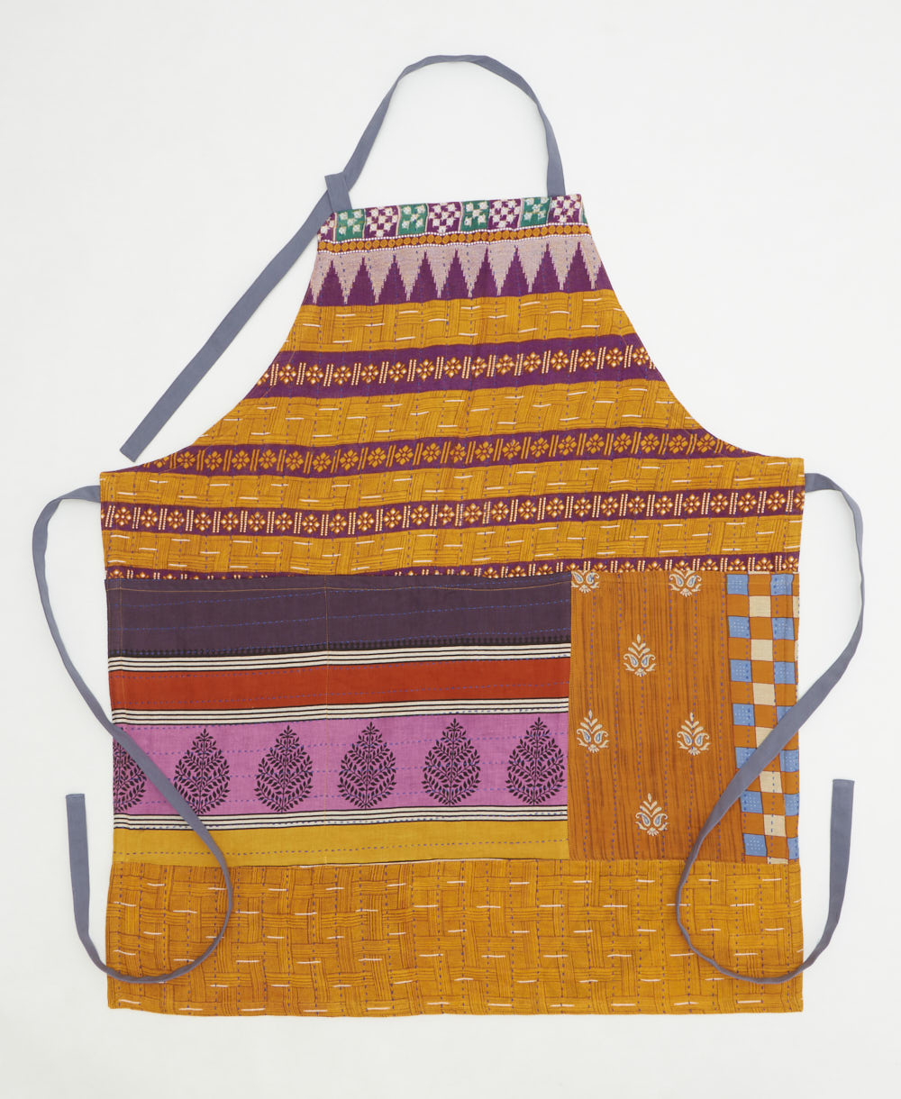 bib apron made from vintage cotton saris