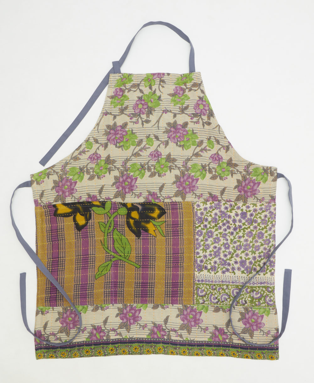 bib apron made from vintage cotton saris