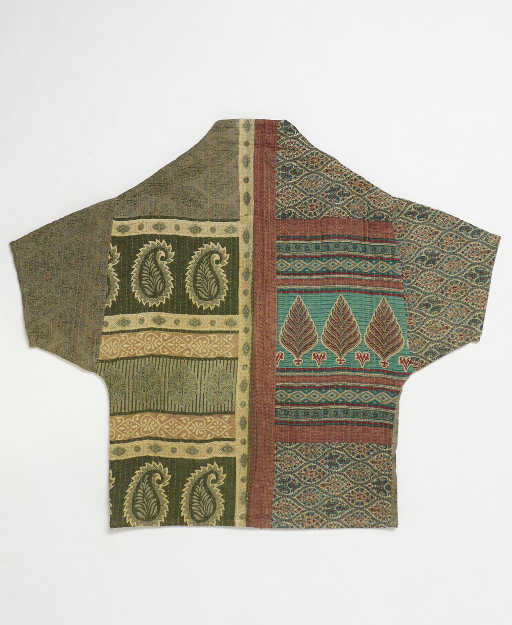 one-of-a-kind cocoon quilted jacket made from upcycled vintage cotton saris