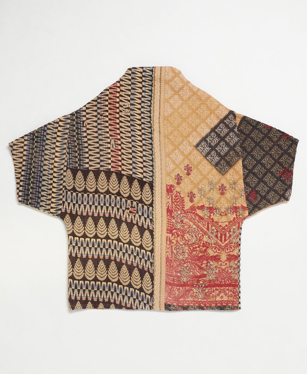 one-of-a-kind cocoon quilted jacket made from upcycled vintage cotton saris