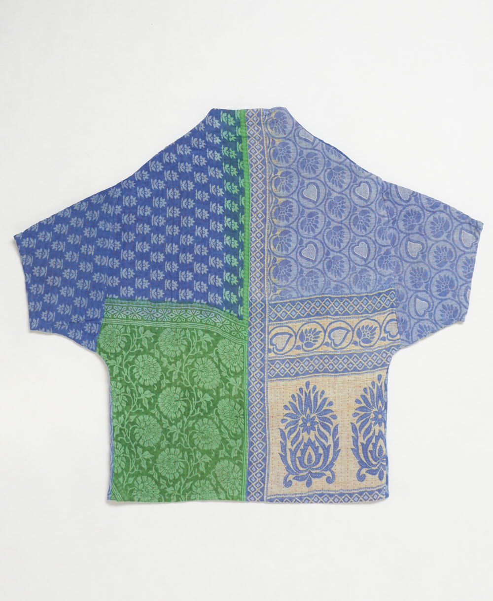 one-of-a-kind cocoon quilted jacket made from upcycled vintage cotton saris