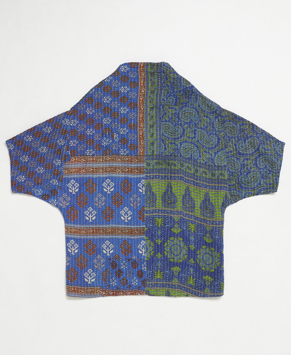 one-of-a-kind cocoon quilted jacket made from upcycled vintage cotton saris