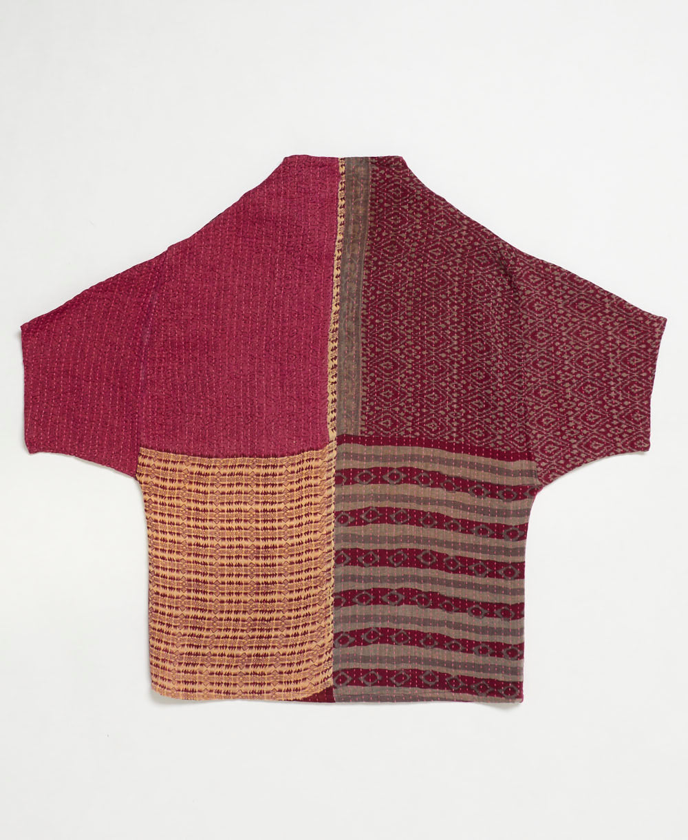 one-of-a-kind cocoon quilted jacket made from upcycled vintage cotton saris