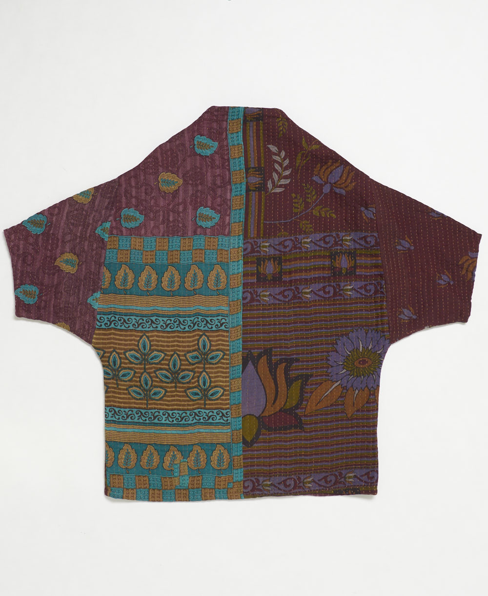 one-of-a-kind cocoon quilted jacket made from upcycled vintage cotton saris
