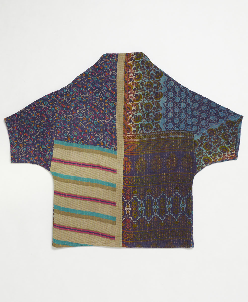 one-of-a-kind cocoon quilted jacket made from upcycled vintage cotton saris