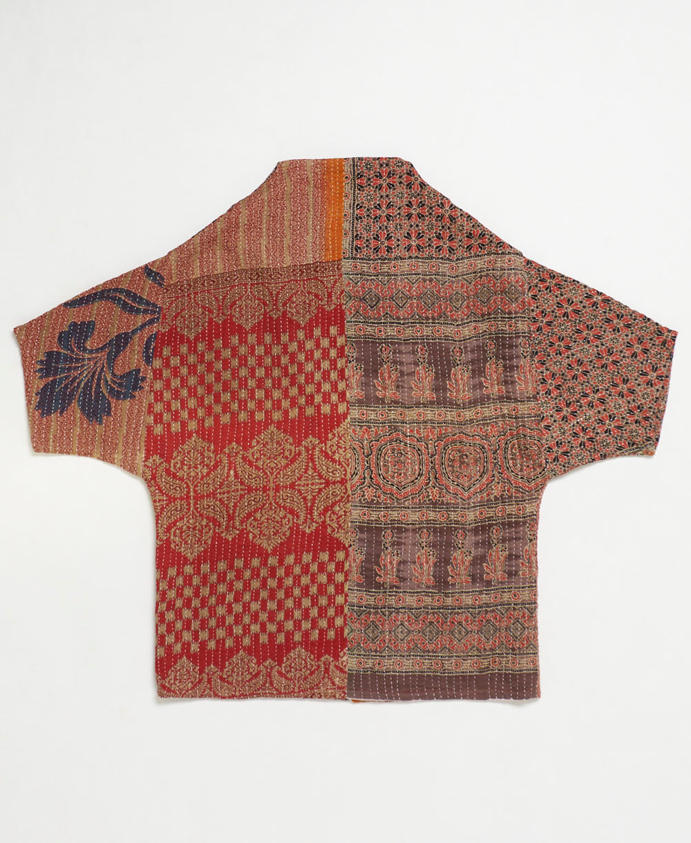 one-of-a-kind cocoon quilted jacket made from upcycled vintage cotton saris