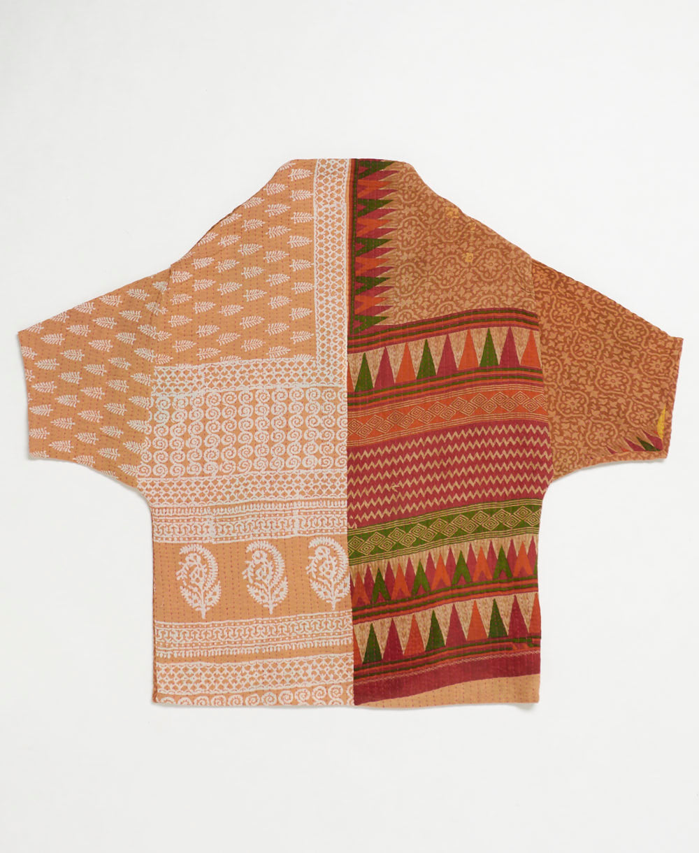 one-of-a-kind cocoon quilted jacket made from upcycled vintage cotton saris