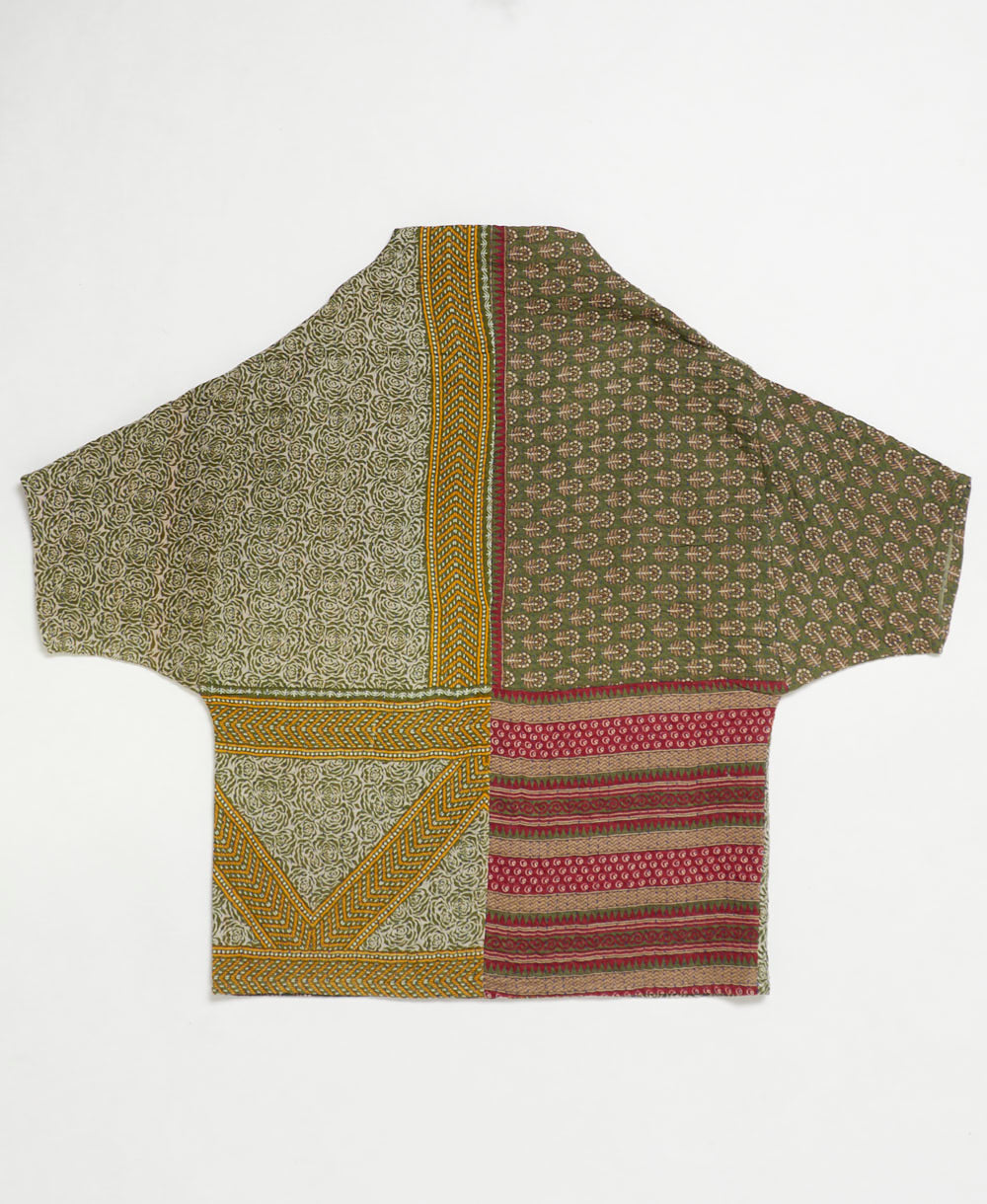 one-of-a-kind cocoon quilted jacket made from upcycled vintage cotton saris