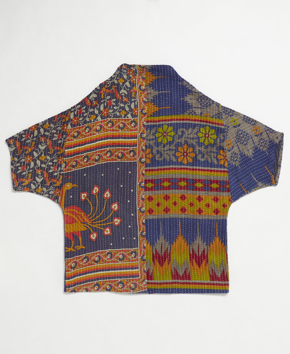one-of-a-kind cocoon quilted jacket made from upcycled vintage cotton saris